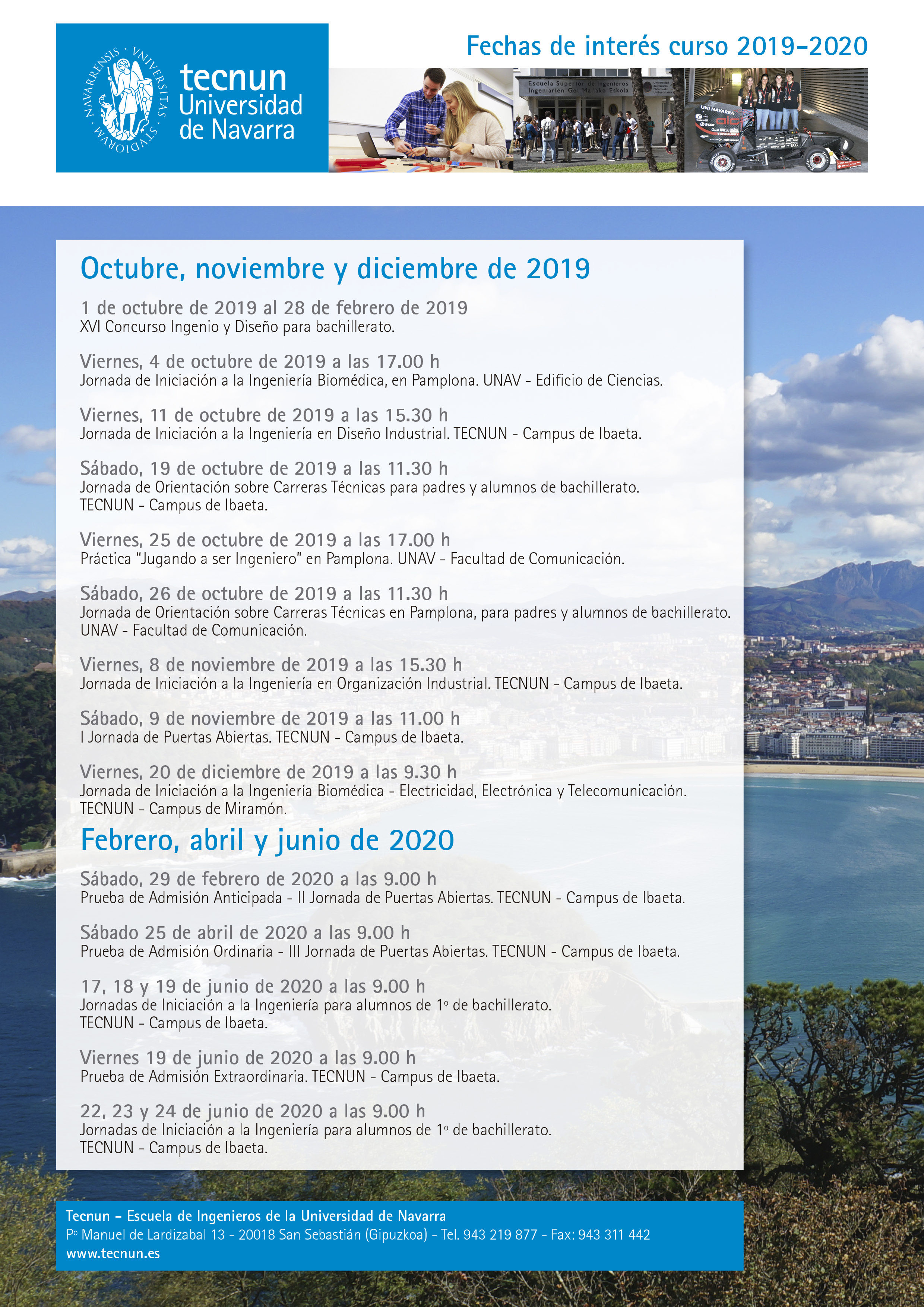 Fechas De Interes Futuros Alumnos Tecnun Universidad De Navarra